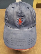 Vintage - Heavily Faded Navy Blue Polo Ralph Lauren Golf Hat Red Logo