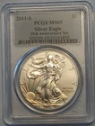 2011-S Silver Eagle 25th anniversary set PCGS MS69 S Mint Mark - Mintage: 99,882