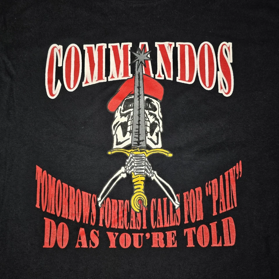 Vintage Commandos T-Shirt Mens Large Do As You're Told Military Skull Sword USAF - Image 2 of 4