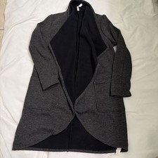 Fabletics Moscow Charcoal Heathered Open Front Cardigan Hvyweight Duster Size XL