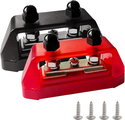 1/4'' Power Distribution Block Bus Bar 12V 150A, Dual Studs M6 Busbar Battery Jun