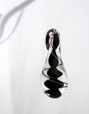 Small Glass Teardrop Suncatcher Ornament 1 Inch Clear Black Twist Inside Twisted