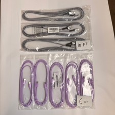 Lot of 8 USB-A  USB-C to Lightning Mixed Fast Charging Cables 6ft 10ft