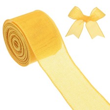 Burlap Ribbon, 2.5" x 10 Yards Burlap Wired Edge Ribbon Yellow 