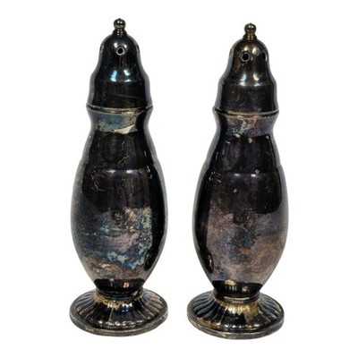 Vintage Oneida Ltd Silverplate Salt & Pepper Shakers Pedestal Mid Century Retro