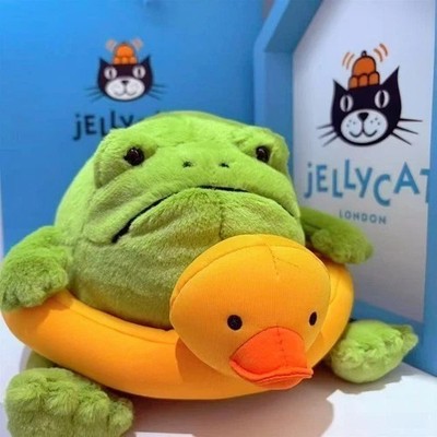 Jellycat Retired Ricky Rain Frog with Rubber Ring Duck - Brand New With Tags US