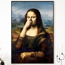 Mona Lisa Funny Bathroom Wall Art Funny Toilet Decor A4 Framed Poster Gift