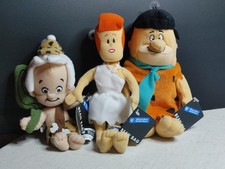 Vintage 90s WB Studio Store Fred Wilma Flintstone Beanbag Plush NWT