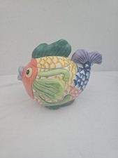 Certified International Hand-Painted Tropical Fish Ceramic Cookie Jar Canister &ndash;