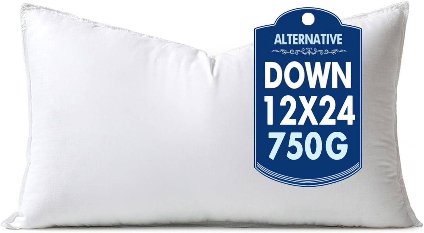 12X24 Synthetic down Alternative Pillow Insert Decorative Throw Pillow 12 X 24 I