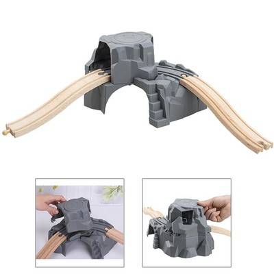 Simulation Train Cave Tunnel & Wooden Train Railway Track Accessories Building