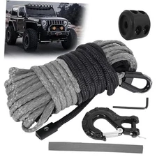 Synthetic Winch Rope Kit, 1/4" x50' Winch Cable with Protective Sleeve, Heavy 
