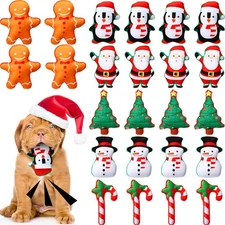Leyndo 24 Pieces Christmas Squeaky Dog Toys Bulk Xmas Stuffed Plush Interactive