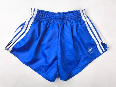 adidas Shorts Nylon Gr. D6 (M/L) blau weiß West Germany vintage Polyamid 0841 - Bild 1 von 4