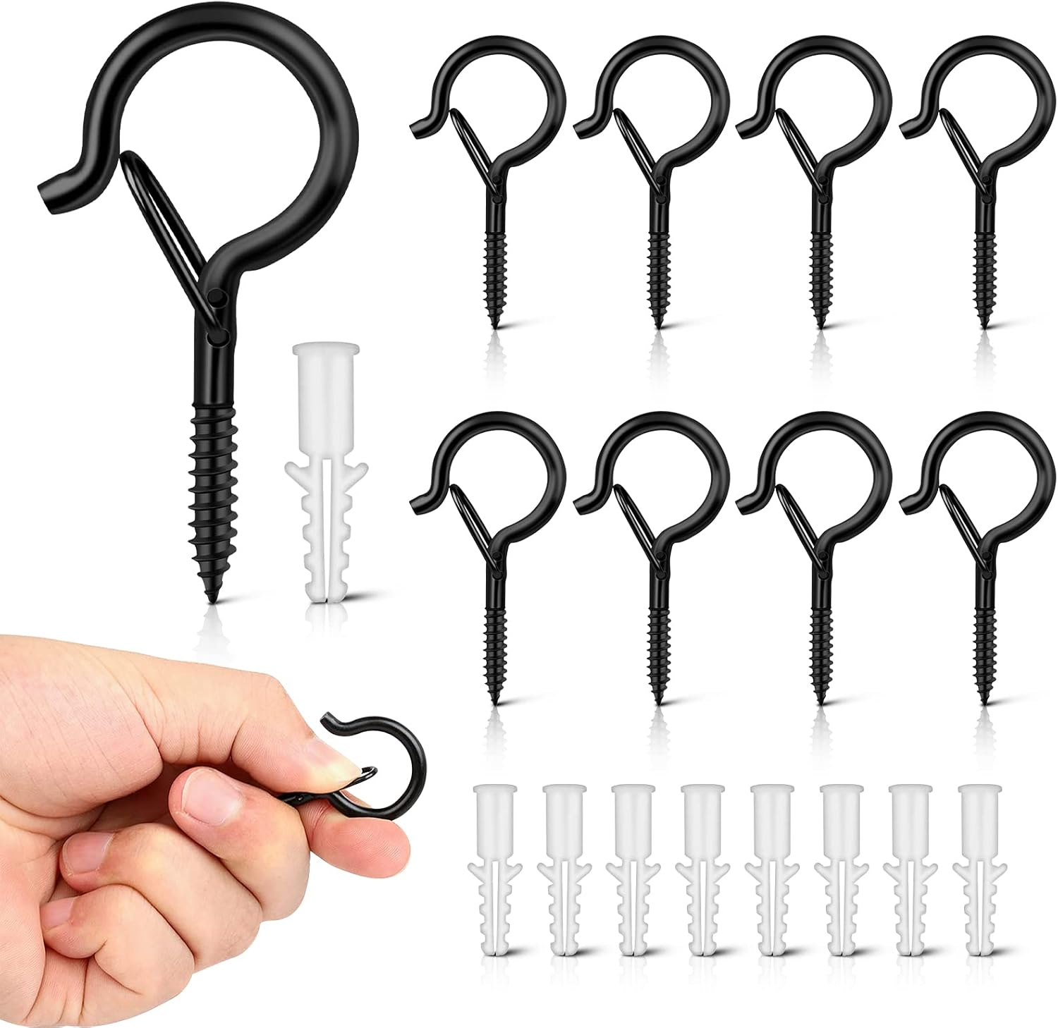 Screw-In Hooks, Q-Hanger Hooks, Screw Hooks for Outdoor String Lights Plants, Bi