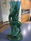 ROYAL HAEGER VINTAGE VASE FOREST GREEN GAZELLE LARGE 14 Inches Tall