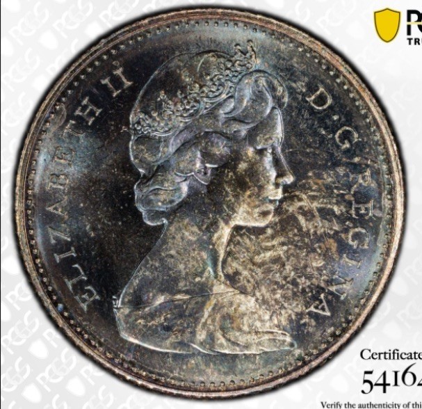 🔥Monster Toning 1967 Canada Silver 10 Cent Mackerel Canadian Dime