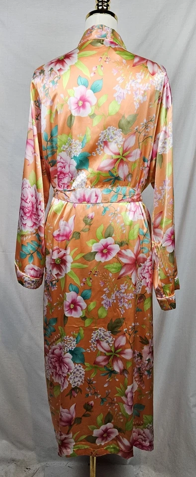 Victoria Secret ROSA Naranja Estampado Tropical Satinado Bata/Kimono 1X/2X Coqueta Foto 2 de 4