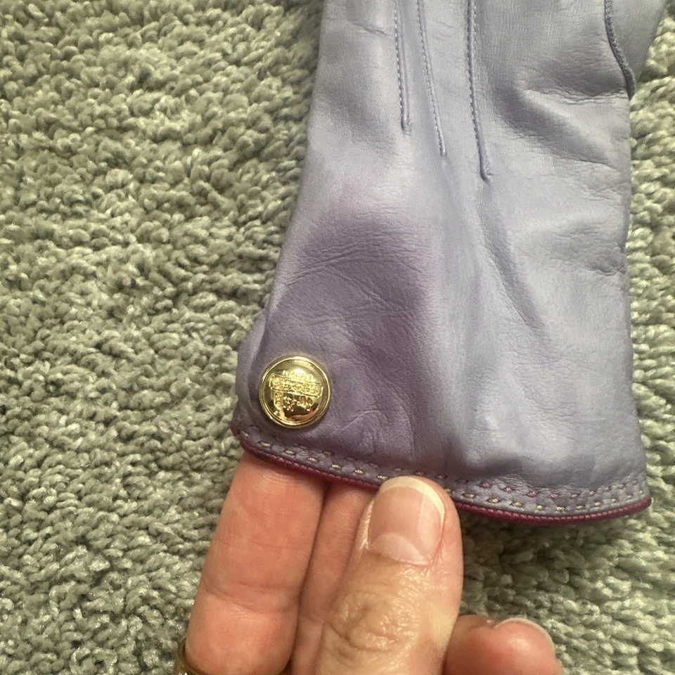 Guantes Coach para mujer de cuero marrón con forro de cachemir, talla 7,5 Foto 2 de 4