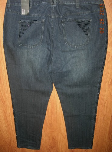 LANE BRYANT sz 22 Rhinestone Embellished Skinny Blue Jeans 22W NWT - Picture 4 of 4