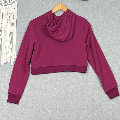 Echt Hoodie Jumper Womens M Pink Crop Cropped Hooded Activewear Athleisure - Picture 8 of 12