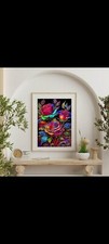 Retro Pink Roses Flowers 5D Diamond Painting Kit New