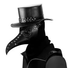 PU Leather Plague Doctor Mask Halloween Costume Bird Long Nose Beak Steampunk