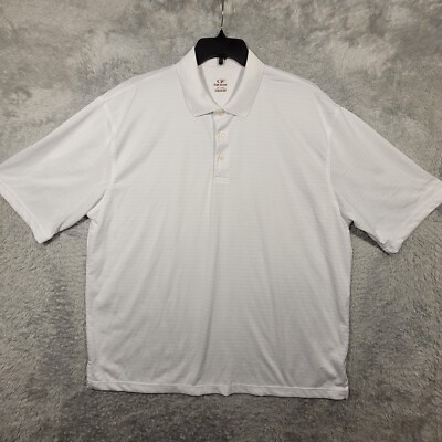 Top Flite Golf Polo Shirt Mens 2XLT White Texture Striped Short Sleeve