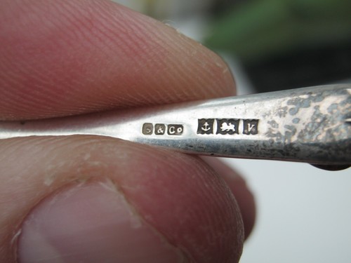 Birmingham 1970 Sterling Silver & Blue John Salt / Condiment Spoon - Rare - Picture 4 of 5