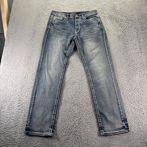 True Luck Jeans Mens 32x32 Blue Light Wash Cotton Blend Stertch Slim Relaxed Y2K
