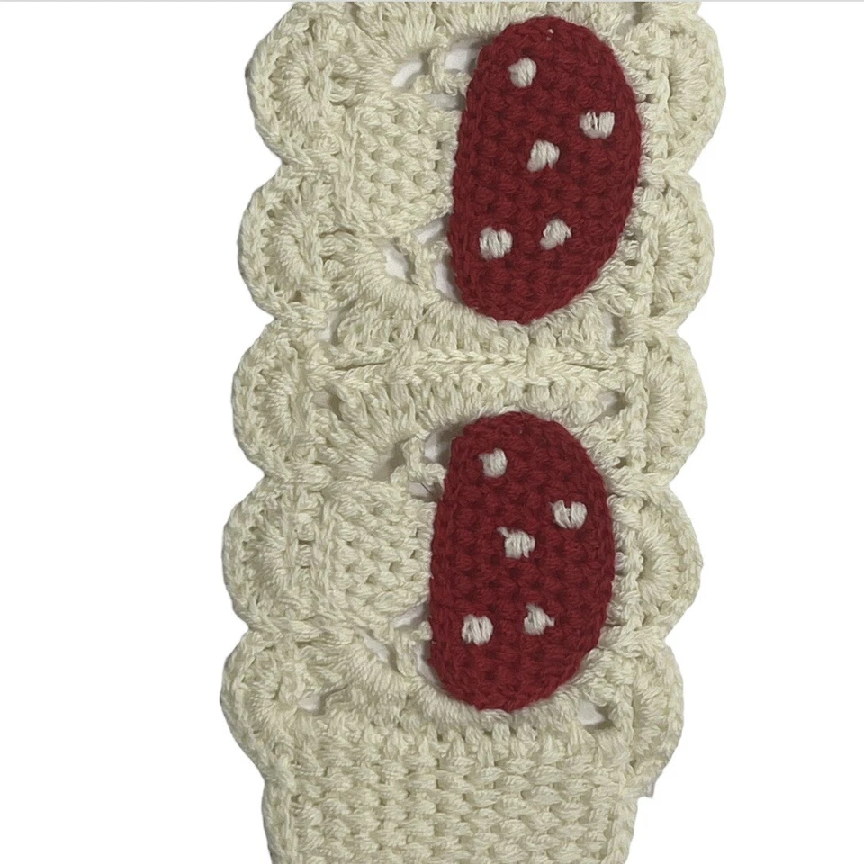 BANDA PARA LA CABEZA DE GANCHILLO ENVOLTURA Vintage-Look HOBO HIPPIE Setas Crema Blanco Rojo Foto 3 de 4