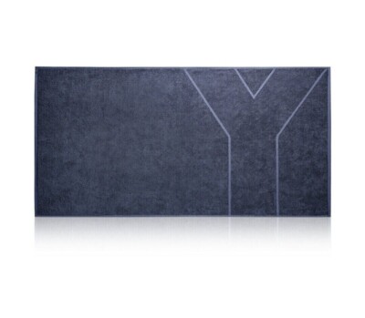 YSL Yves Saint Laurent Y Logo Large Bath Beach Towel Navy Blue New In Box 