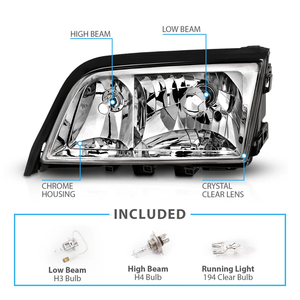 94-00 For Mercedes-Benz W202 C-Class 4DR Sedan Factory Style Chrome Headlights Foto 4 de 4