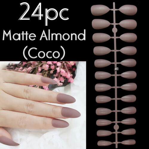 24pc Matte Almond Full Cover Nail Stiletto Manicure False Fake Nails pointy oval - Bild 15 von 27