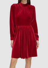 Calvin Klein Women's Red Velvet Mock-Neck A-Line Dress Size 10