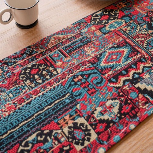 Table Runner Jacquard Table Cover with Tassel Vintage Tablecloth Home Decor - Picture 6 of 23