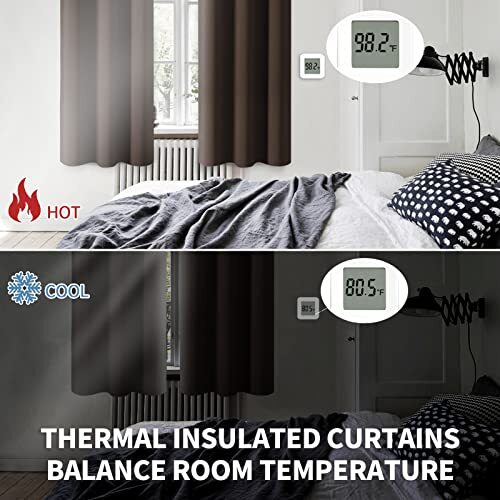 Blackout Curtains for Bedroom - Grommet Thermal 70"W x 63"L (Pack of 2) Brown - Picture 4 of 6