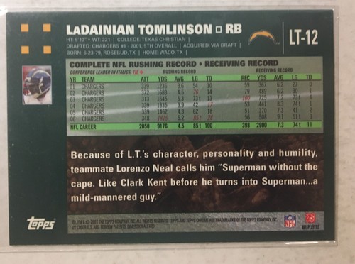 2007 Topps Chrome LaDainian Tomlinson TD-12 - Picture 2 of 2
