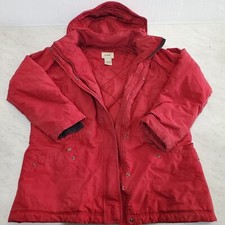 Vintage LL Bean Lined Parka Jacket Winter Coat Mens sz L Red Hooded USA Made