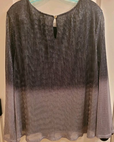 SPENSE Crinkle Top ROUND neck Silver/Green Embellishment Bling Top NWT - Picture 6 of 12
