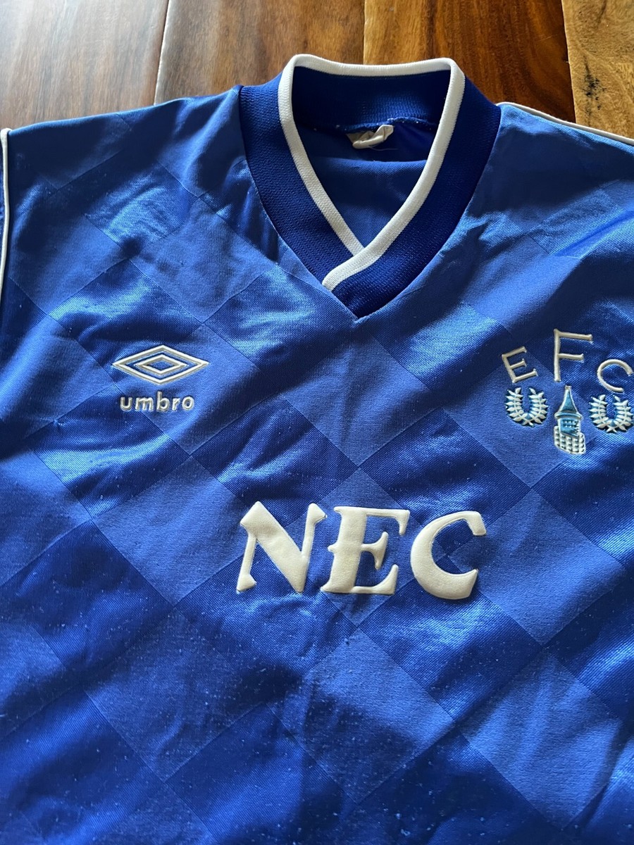 【古着】Everton エヴァートン ユニフォーム ゲームシャツUmbro Vintage Everton Football Shirt Home Salmon Blue 86-89 Medium (M