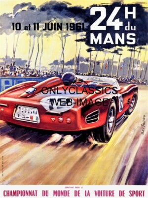 1961 24 HOUR LE MANS AUTO RACING 11x17 POSTER ART GRAPHICS CAN AM SPORTS CAR