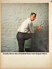Gordie Howe Detroit Red Wings Mens Fashion Shirts Fabrics Vtg Pop Art Print Ad