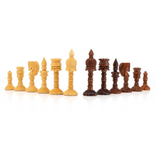 4 Zoll handgeschnitzte Schachfiguren aus Holz nur in goldenem Palisander und Buchsbaum  - Bild 2 von 7