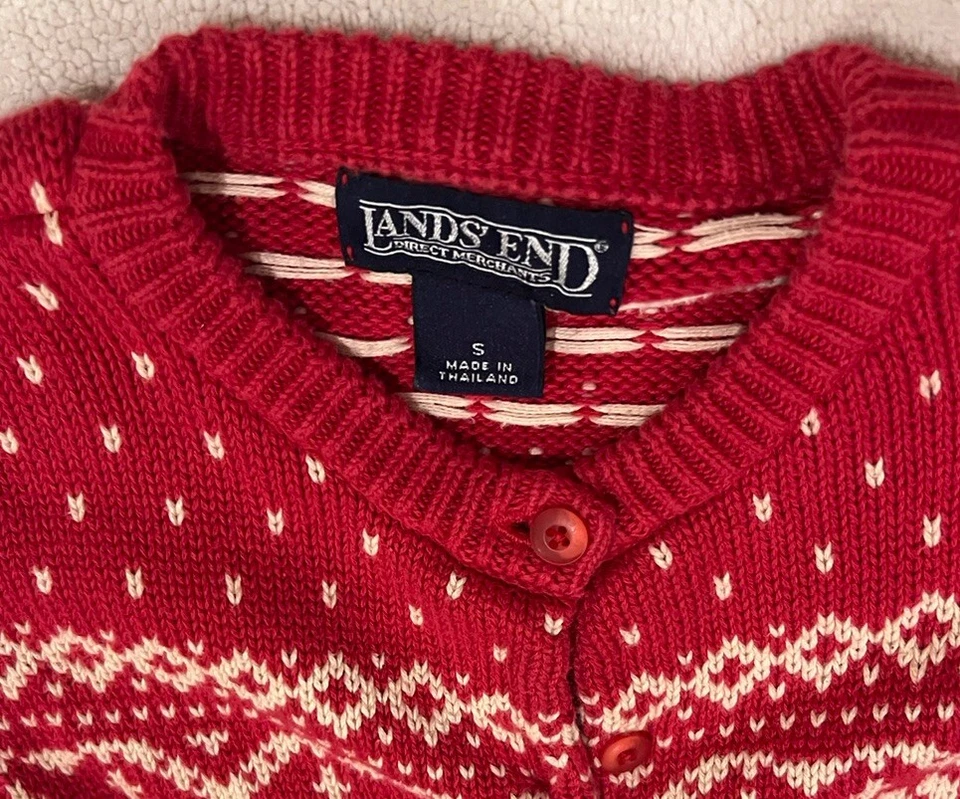 Cárdigan para niños Lands’ End suéter rojo con botones Foto 3 de 4