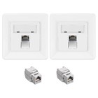 2x Moduli Keystone Schermati 2x Placche a Muro Porta Singola Attacco CAT 6A RJ45