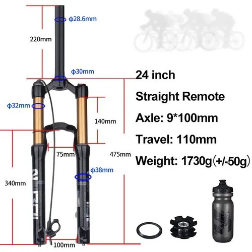 20/24 Inch MTB Bicycle Front Suspension Air Fork Rebound Damping Travel 100mm - Picture 28 of 30