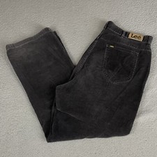 Vintage Lee Corduroy Pants Adult 38 Black Regular Fit Straight Leg Mens Sz 34/28