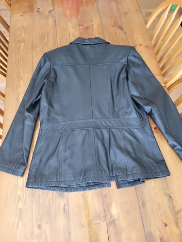 Maxima by Wilsons Leather Womens Size XL Leather Coat Jacket BLACK Button Up - Picture 7 of 12