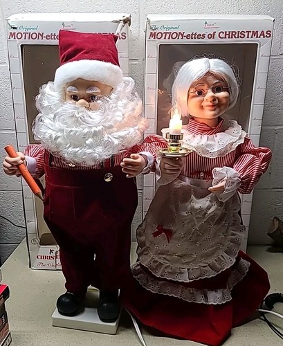 Vtg Telco Original Motionettes Santa & Mrs Claus 24” Christmas Deco TESTED WORKS